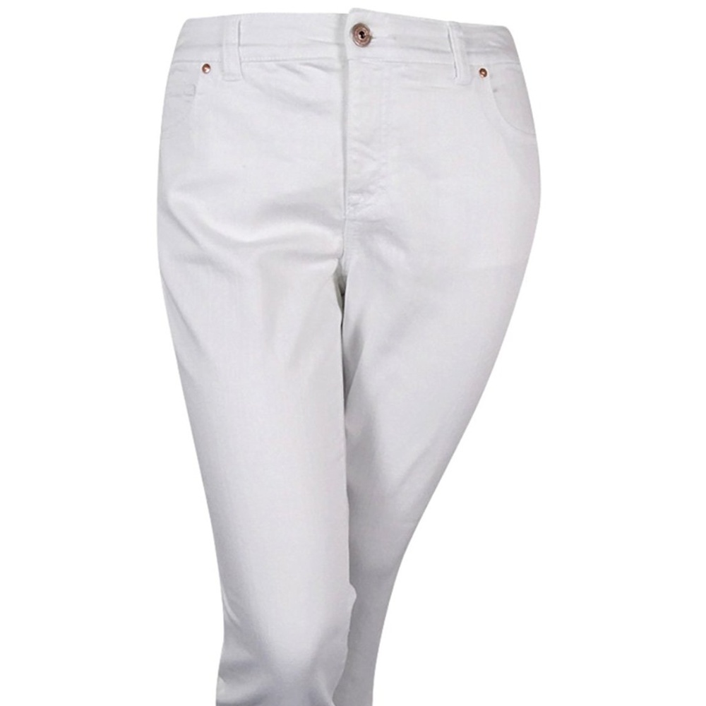 INC Slim Tech Fit Skinny Leg Cropped Jeans White